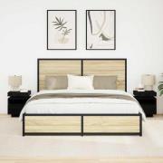 vidaXL Sängbord 2 pcs Svart ek 40 x 39 x 48.5 cm Konstruerat trä