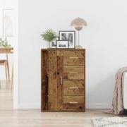 vidaXL Sideboard med låda Gammalt trä 60 x 31 x 84 cm Konstruerat trä