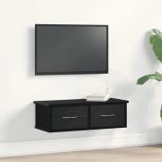 vidaXL Väggskåp med låda Svart Ek 60 x 26 x 18,5 cm Konstruerat trä