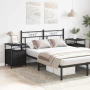 vidaXL Nattduksbord 2 pcs Svart Ek 34 x 35,5 x 50 cm Konstruerat trä