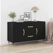 vidaXL Sideboard med låda Svart Ek 100 x 36 x 60 cm Konstruerat trä