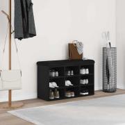 vidaXL Skobänk med lagring Svart 80 x 30 x 48 cm Konstruerat trä