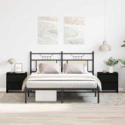 vidaXL Nattduksbord 2 pcs Svart ek 45 x 34 x 44.5 cm Konstruerat trä
