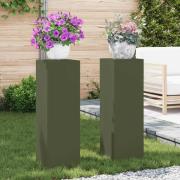 vidaXL Växtställningar 2 pcs Olivgrön 24 x 24 x 75 cm Stål