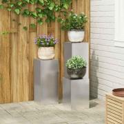 vidaXL Växtställningar 3 pcs Silver 24 x 24 x 75 cm Rostfritt stål
