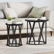 vidaXL Kaffeebord 2 pcs Svart ek 50 x 50 x 50 cm Ingenjörsträ och stål