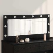 vidaXL Spegel med LED-lampor Svart Ek 100x45x18 cm