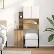 vidaXL Smyckebord med låda Artisan Ek 80 x 35 x 132 cm Konstruerat trä