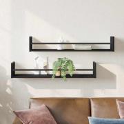 vidaXL Vägg hylla 2 pcs Svart ek 80 x 16 x 14 cm Konstruerat trä