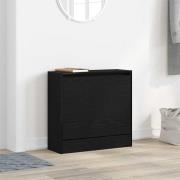 vidaXL Skåp för skor med dörr Svart ek 60 x 21 x 57 cm Konstruerat trä