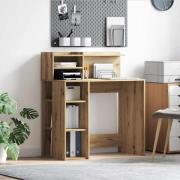 vidaXL Skrivbord med förvaring med hylla artisan ek 90 x 48 x 101,5 cm