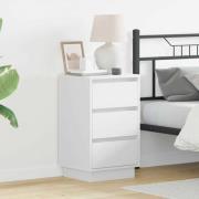 vidaXL Nattduksbord med låda Vit 39 x 34,5 x 65 cm Konstruerat trä