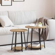 vidaXL Sidobordsset 2 pcs Artisan Ek och Svart 50 x 50 x 51 cm