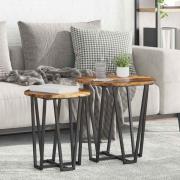 vidaXL Sidobordsset 2 pcs Rökt ek och svart 50 x 50 x 50.5 cm