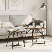 vidaXL Sidobordsset 2 pcs Rökt Ek och Svart