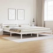 vidaXL Sängram med huvudgavel Vit 215,5 x 185,5 x 69,5 cm Massiv furu
