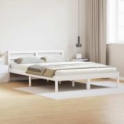 vidaXL Sängram med huvudgavel Vit 225,5 x 145,5 x 69,5 cm Massiv furu