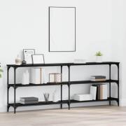 vidaXL Konsolbord med hylla med lagring Svart ek 200 x 29 x 75 cm
