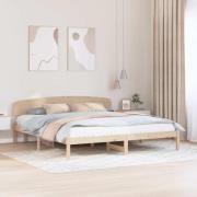 vidaXL Sängram med huvudgavel Naturfärg 200 x 200 cm Massiv furu