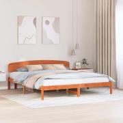 vidaXL Sängram med huvudgavel Vaxbrun 180 x 200 cm Massiv furu