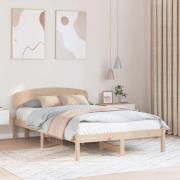 vidaXL Sängram med huvudgavel Naturfärg 120 x 200 cm Massiv furu