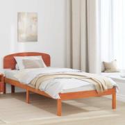 vidaXL Sängram med huvudgavel Vaxbrun 80 x 200 cm Massiv furu