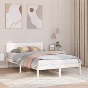 vidaXL Sängram med huvudgavel Vit 120 x 200 cm Massiv furu