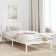 vidaXL Sängram med huvudgavel Vit 100 x 200 cm Massiv furu