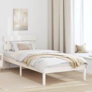 vidaXL Sängram med huvudgavel Vit 80 x 200 cm Massivt tallträ
