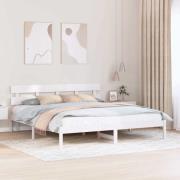 vidaXL Sängram med huvudgavel Vit 180 x 200 cm Massivt tallträ
