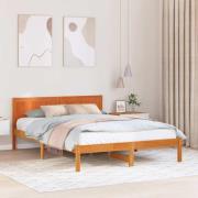 vidaXL Sängram Brun 150 x 200 cm Massivt tallträ