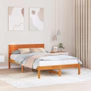 vidaXL Sängram Brun 135 x 190 cm Massivt tallträ