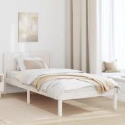 vidaXL Sängram Vit 90 x 200 cm Massivt tallträ