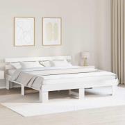 vidaXL Sängram med huvudgavel Vit 200 x 200 cm Massiv furu