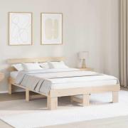 vidaXL Sängram med huvudgavel Naturfärg 160 x 200 cm Massiv furu
