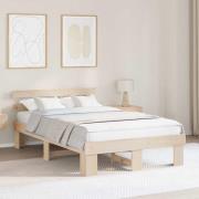 vidaXL Sängram med huvudgavel Naturfärg 135 x 190 cm Massiv furu