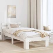 vidaXL Sängram med huvudgavel Vit 90 x 200 cm Massiv furu