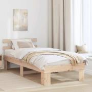 vidaXL Sängram med huvudgavel Naturfärg 90 x 190 cm Massiv furu
