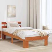 vidaXL Sängram med huvudgavel Vaxbrun 75 x 190 cm Massiv furu