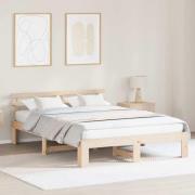 vidaXL Sängram med huvudgavel Naturfärg 150 x 200 cm Massiv furu