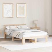 vidaXL Sängram med huvudgavel Naturfärg 120 x 200 cm Massiv furu