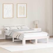 vidaXL Sängram med huvudgavel Vit 120 x 190 cm Massiv furu