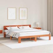 vidaXL Sängram med huvudgavel Vaxbrun 180 x 200 cm Massiv furu