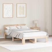 vidaXL Sängram med huvudgavel Naturfärg 135 x 190 cm Massiv furu