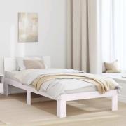 vidaXL Sängram med huvudgavel Vit 80 x 200 cm Massiv furu
