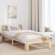 vidaXL Sängram med huvudgavel Naturfärg 75 x 190 cm Massiv furu