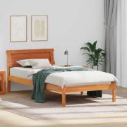 vidaXL Sängram med huvudgavel Vaxbrun 100 x 200 cm Massiv furu