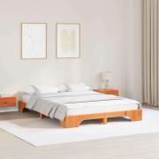 vidaXL Sängram Vaxbrun 150 x 200 cm Massiv furu
