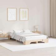 vidaXL Sängram Naturfärg 135 x 190 cm Massiv furu