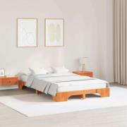 vidaXL Sängram Vaxbrun 120 x 190 cm Massiv furu